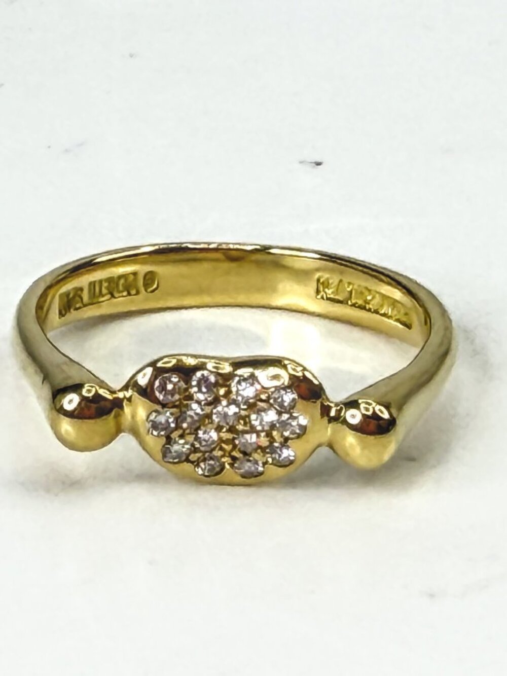 Vintage Tiffany & Co. Elsa Peretti 18K Yellow Gold Pave Diamond Bean Ring JR2056